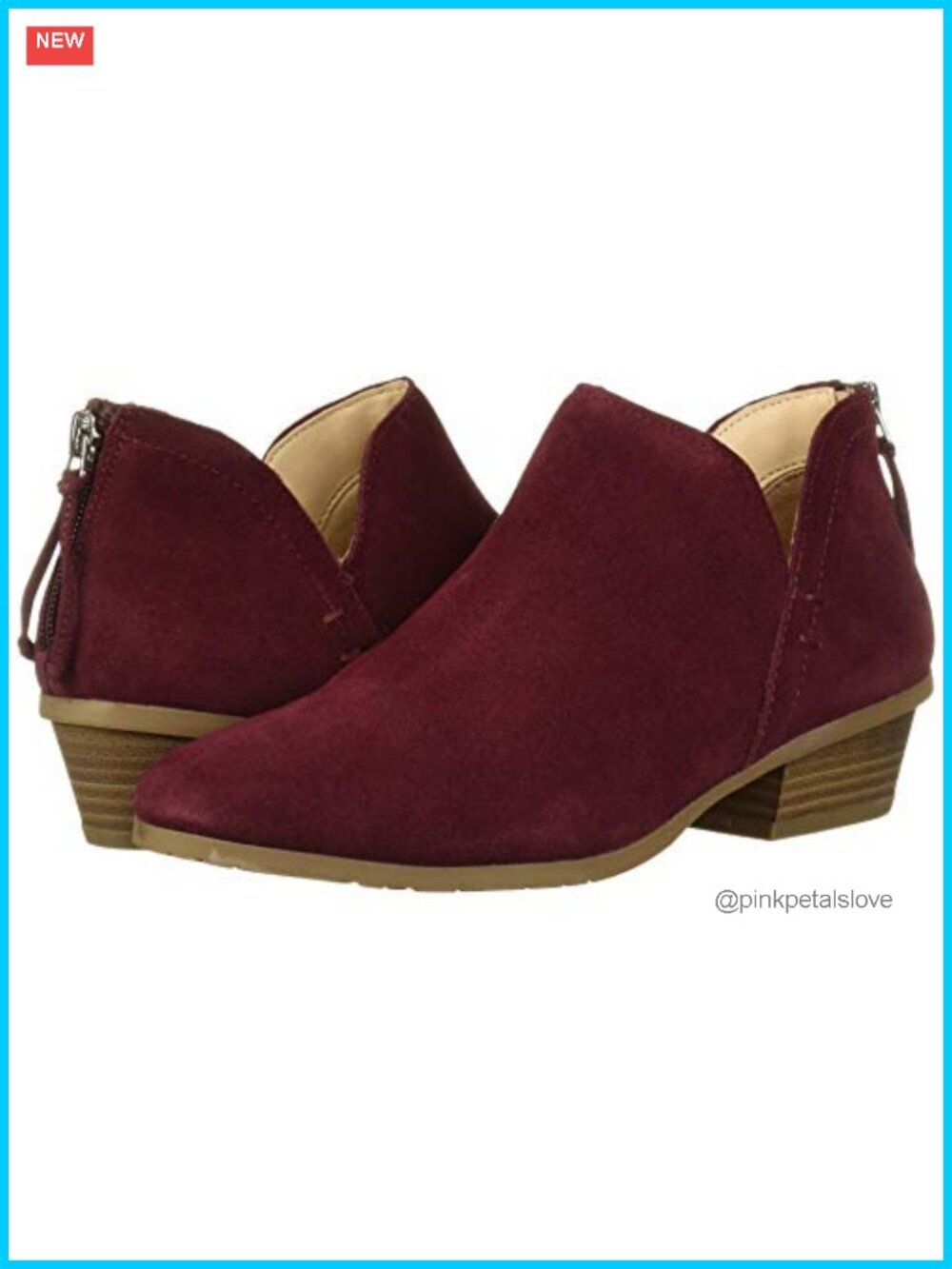 Suede Ankle Bootie with Block Heel and Back Zip